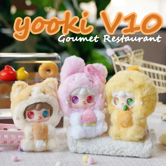 Yooki V10 Gourmet Restaurant Series – Cute Plush Blind Box Mystery Toy, Kawaii Desk Ornament, Collectible Decor & Trendy Gift